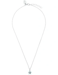 Blue Pave Star Necklace Set in Silver 925