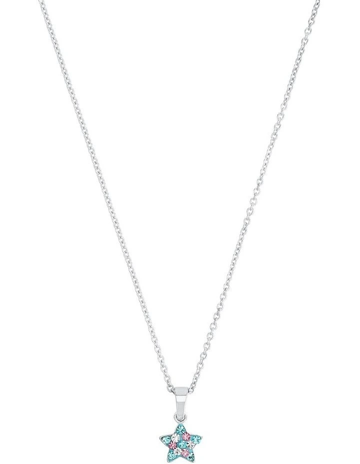 Blue Pave Star Necklace Set in Silver 925 image 2