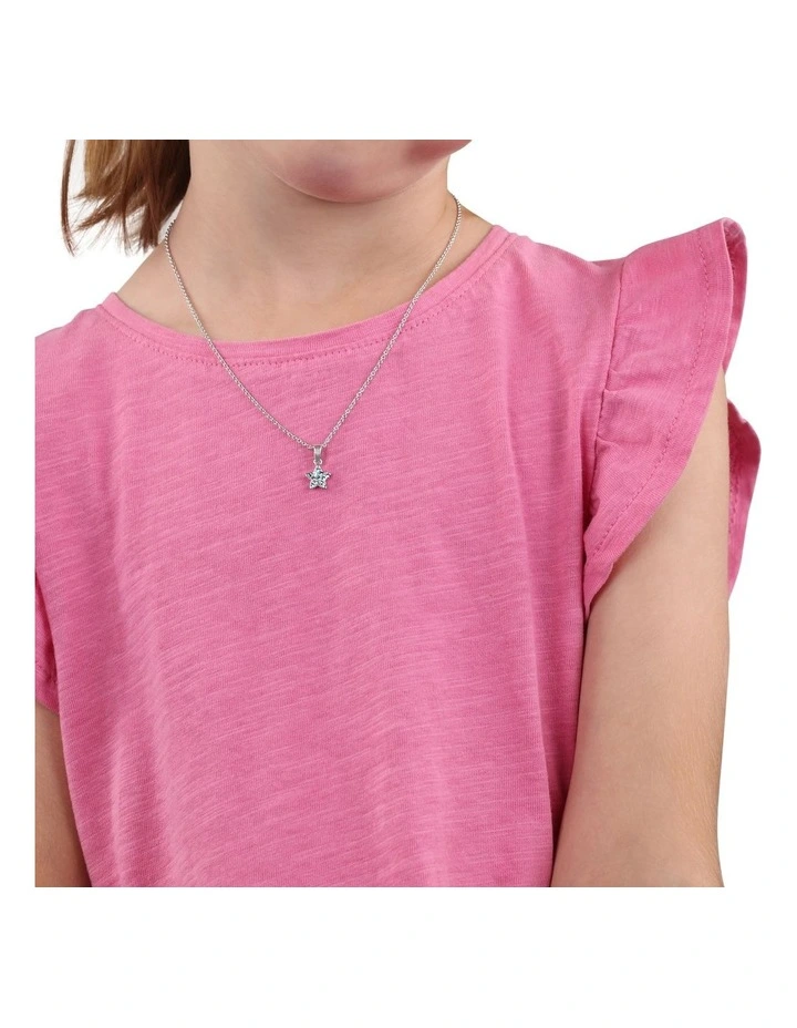 Blue Pave Star Necklace Set in Silver 925 image 4