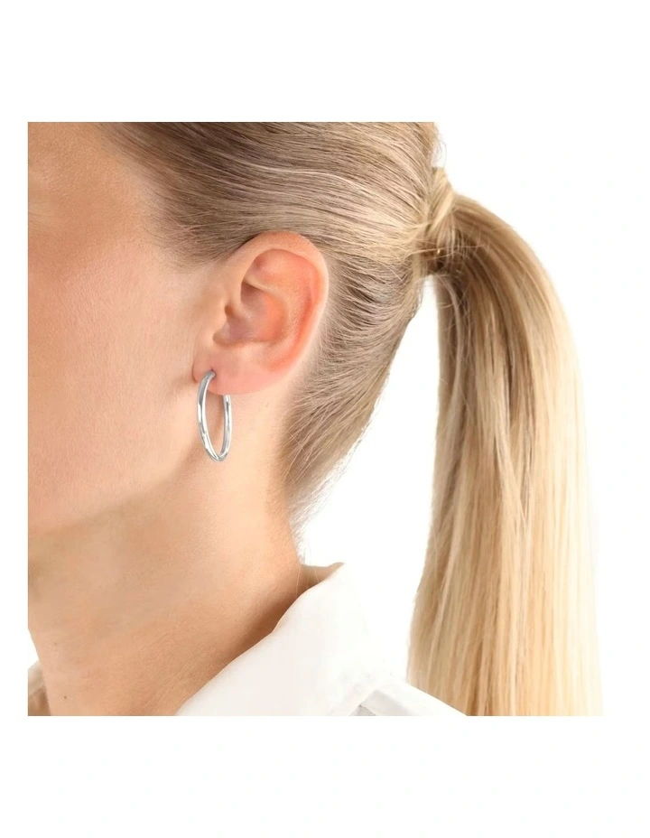 Sterling Silver 925 Mid Hoop Earrings image 3