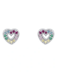 Heart Stud Earrings in Silver 925