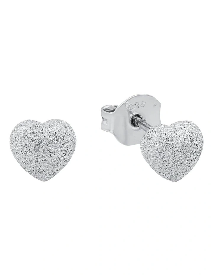Silver Heart Stud Earrings image 2