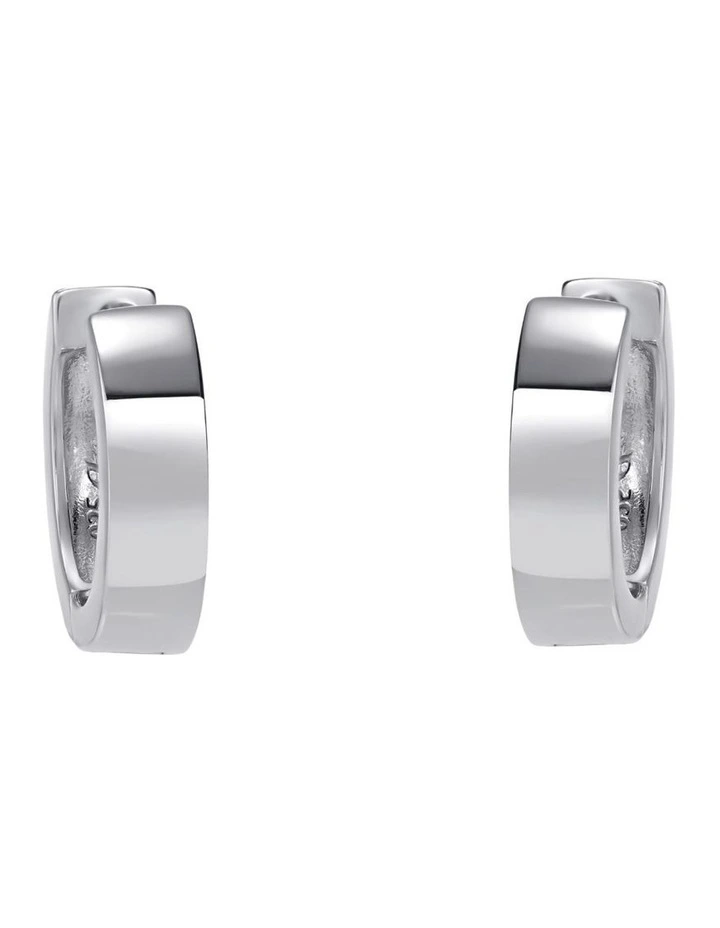 14mm Huggies Earrings In Silver image 1