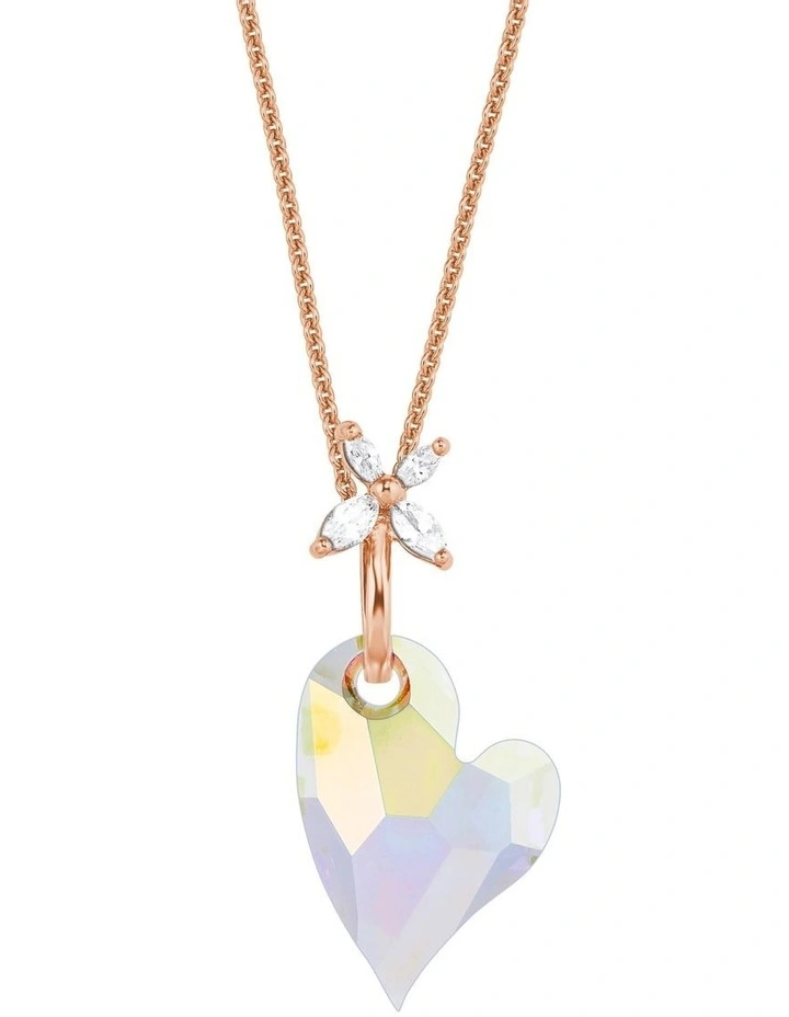 Amor Crystal Heart Pendant 18ct Rose Gold Necklace Set image 1