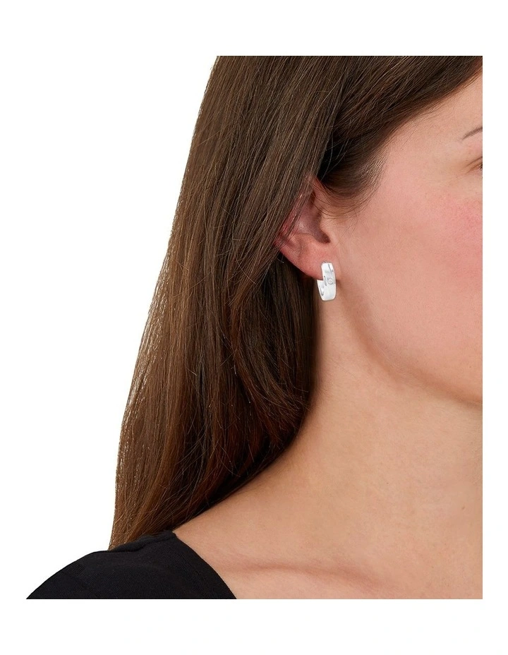 17mm Huggie Earrings In Silver image 2