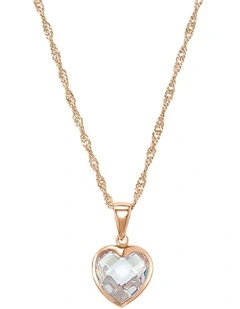 Amor Rose Gold CZ Heart Pendant & Necklace Set