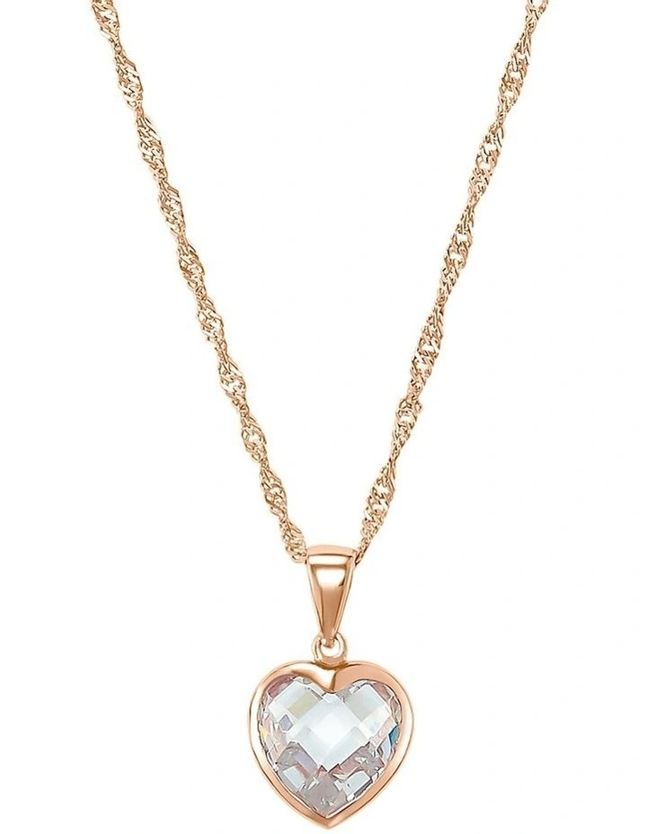 Amor Rose Gold CZ Heart Pendant & Necklace Set image 1