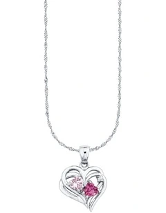Amor Pink Heart Pendant & Necklace Set