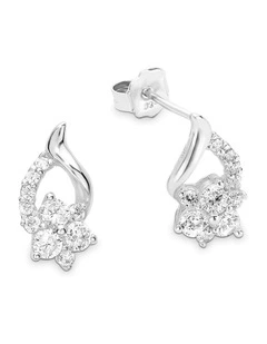 Amor Silver CZ Flower Stud Earrings