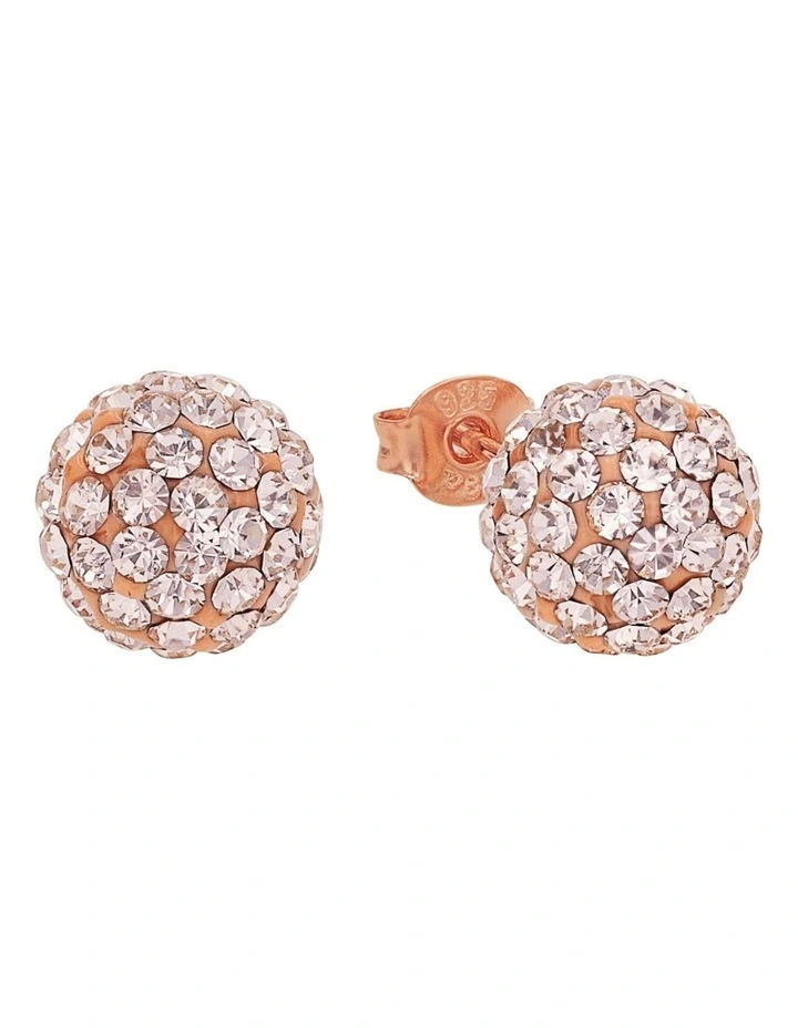 Rose Gold Pave Ball Stud image 2
