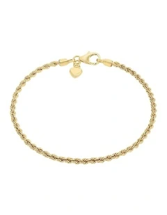 9ct Gold Rope Bracelet with Heart Charm