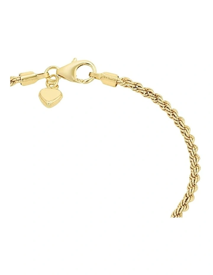 9ct Gold Rope Bracelet with Heart Charm image 2