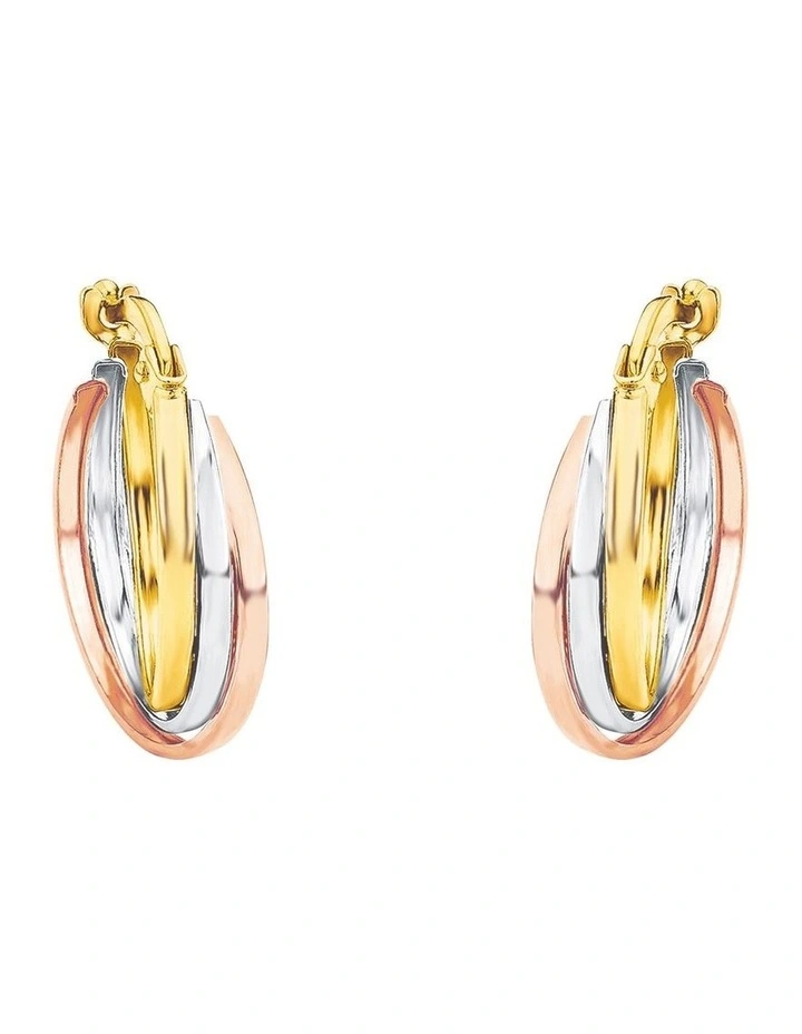 Amor 9ct Tri Colour Hoop Earrings image 3