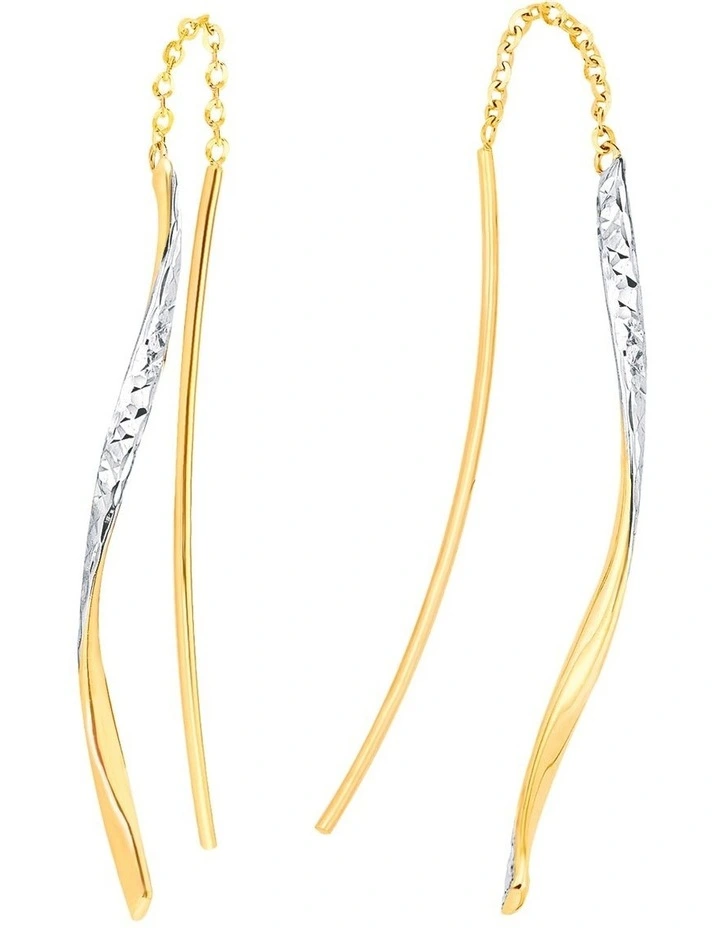 Amor 9ct Gold Bi Colour Thread Earrings image 1
