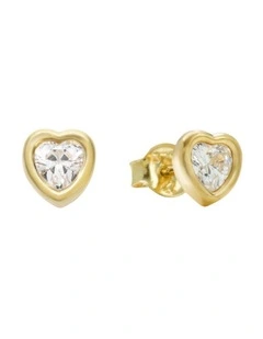 Amor 9ct Gold Heart & Cubic Zirconia Earrings