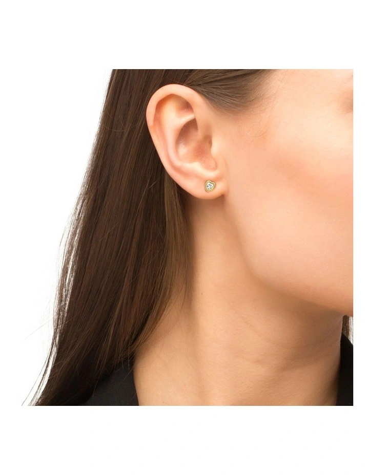 Amor 9ct Gold Heart & Cubic Zirconia Earrings image 2