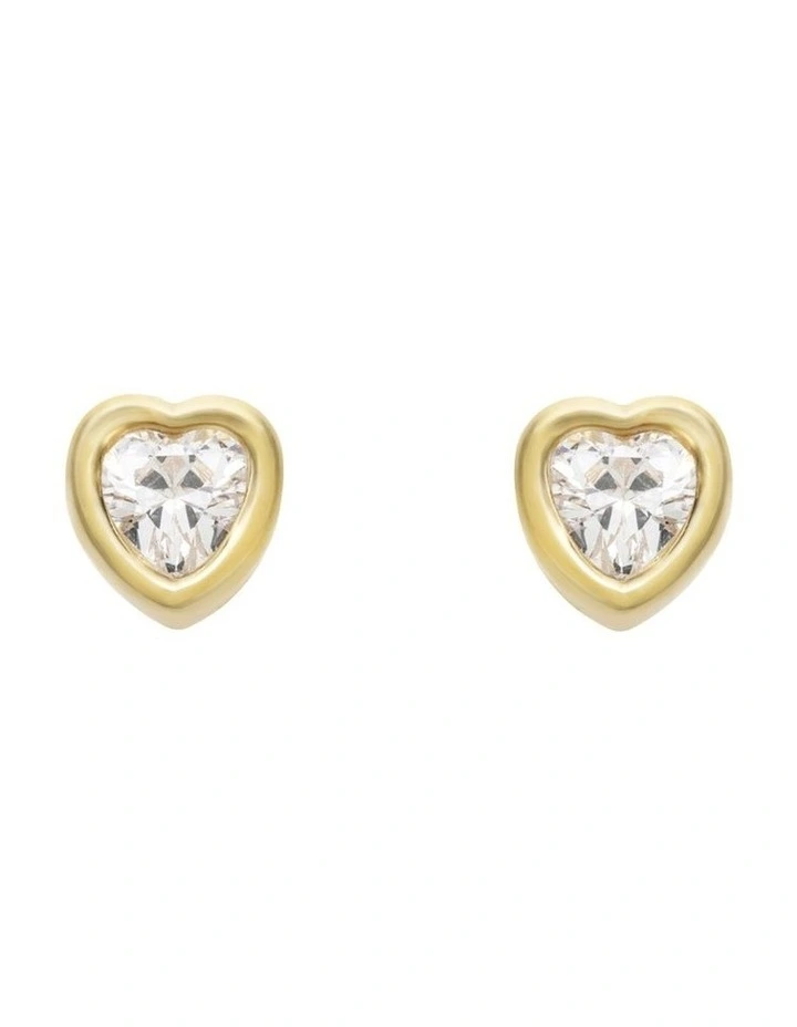 Amor 9ct Gold Heart & Cubic Zirconia Earrings image 3