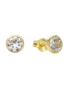 Amor Round 6mm 9ct Gold Stud Earrings