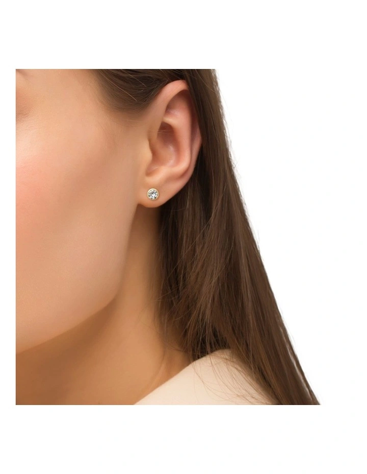 Amor Round 6mm 9ct Gold Stud Earrings image 2