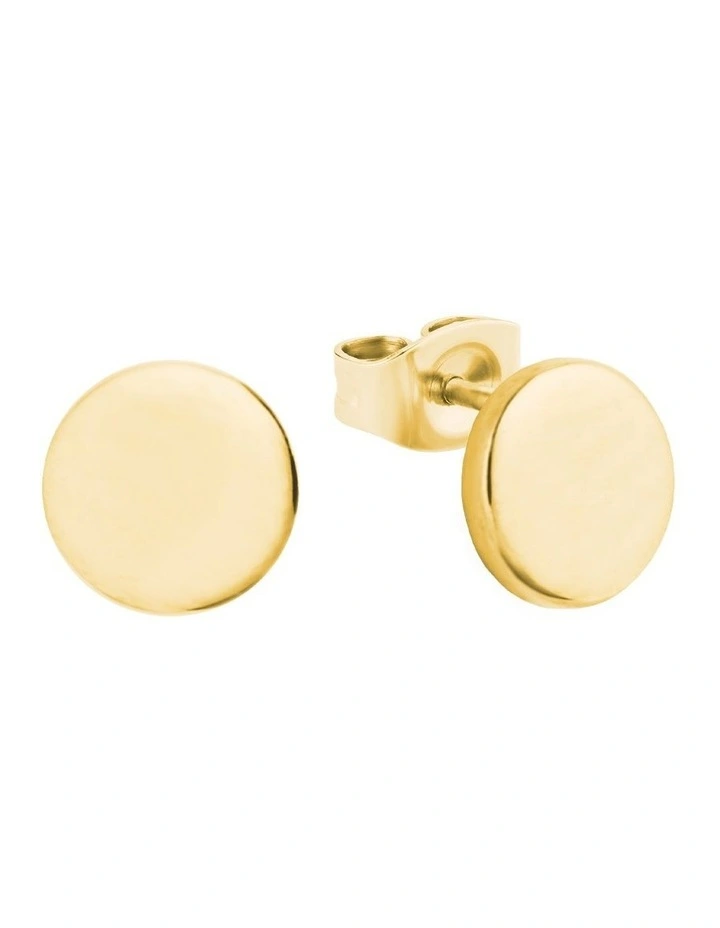 Disc Stud Earrings In 9ct Gold image 1