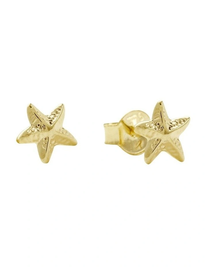Starfish Stud Earrings In 9ct Gold image 2