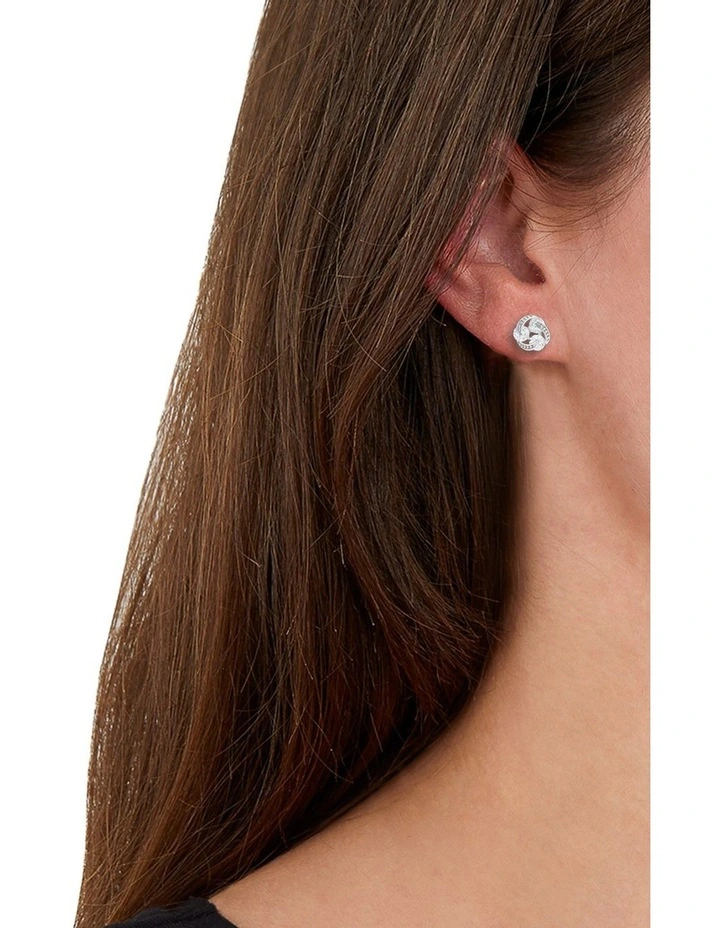 Amor Triple Zirconia Silver Twist Stud Earring image 2