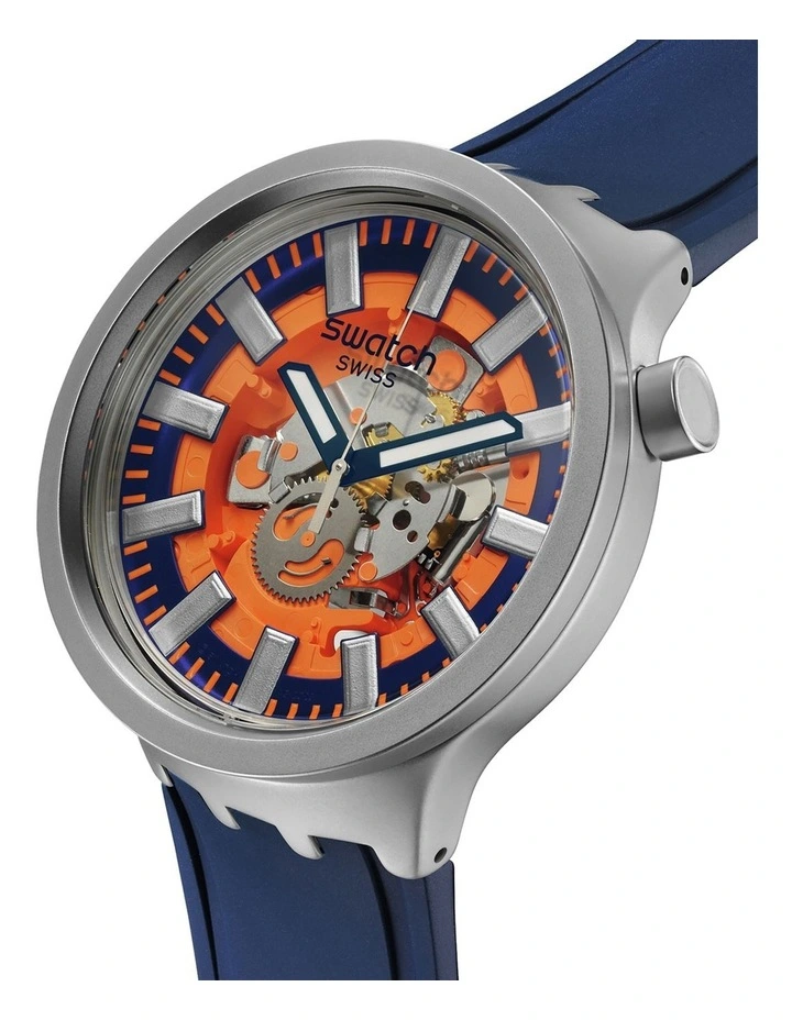 Orange In The Works Watch in Blue image 3