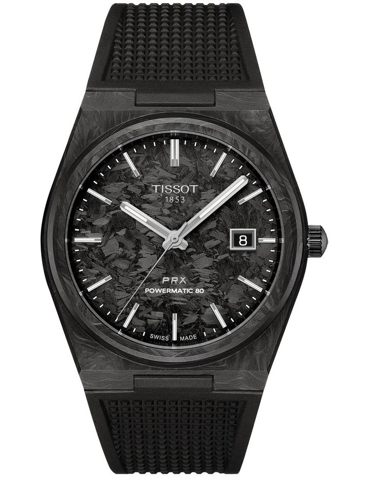 PRX Powermatic 80 40mm T1379079720100 Watch in Black Carbon image 1