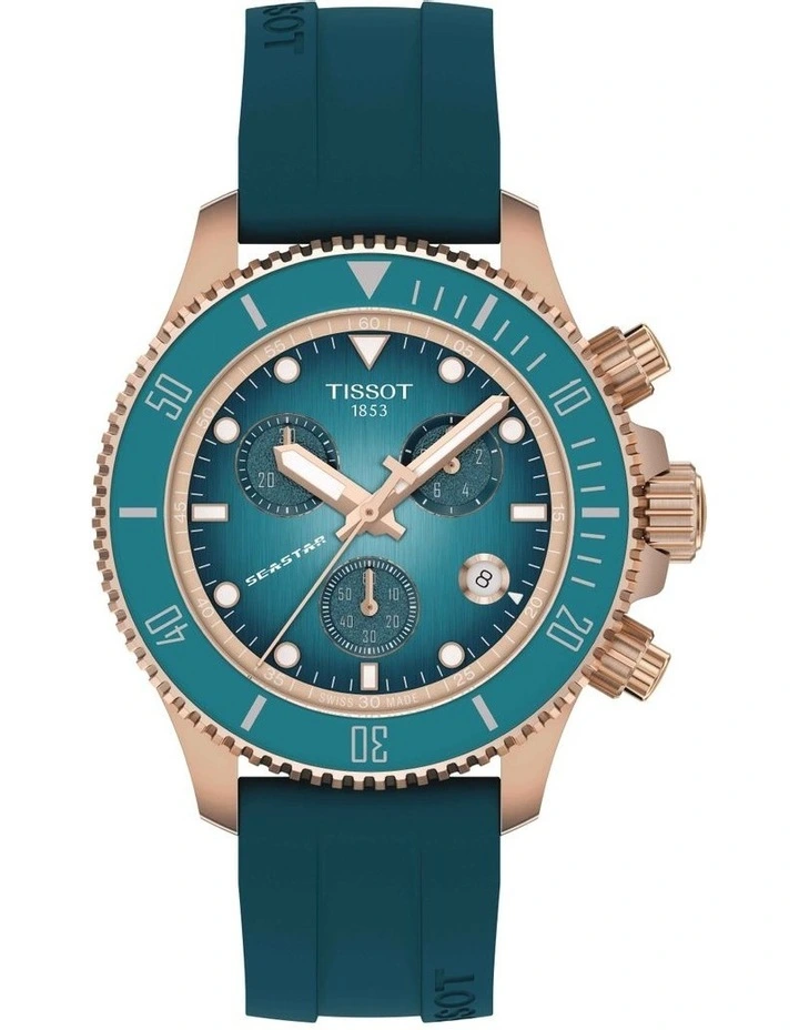 Seastar 1000 Chronograph T1202173704100 Watch in Turquoise image 1
