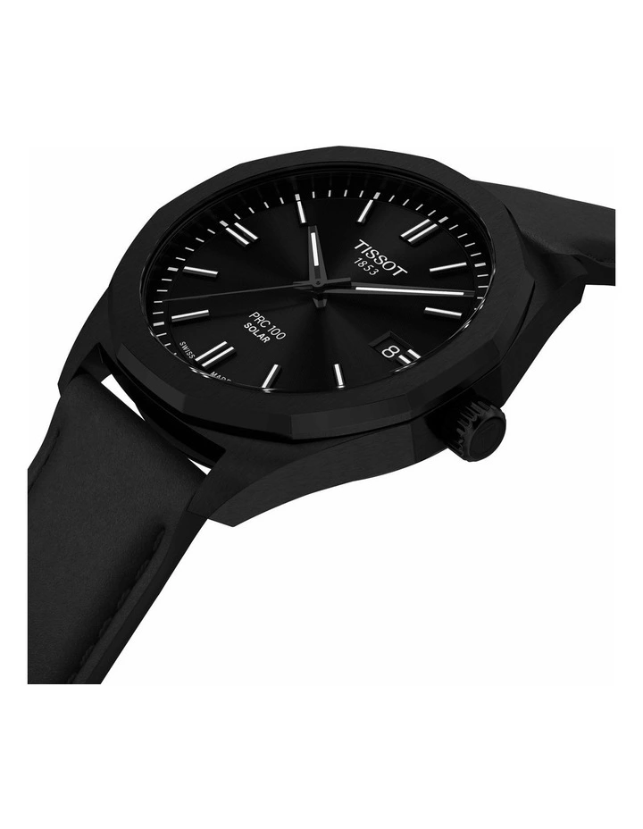 PRC 100 Solar Quartz 39mm T1514223605100 Watch in Black Leather image 2