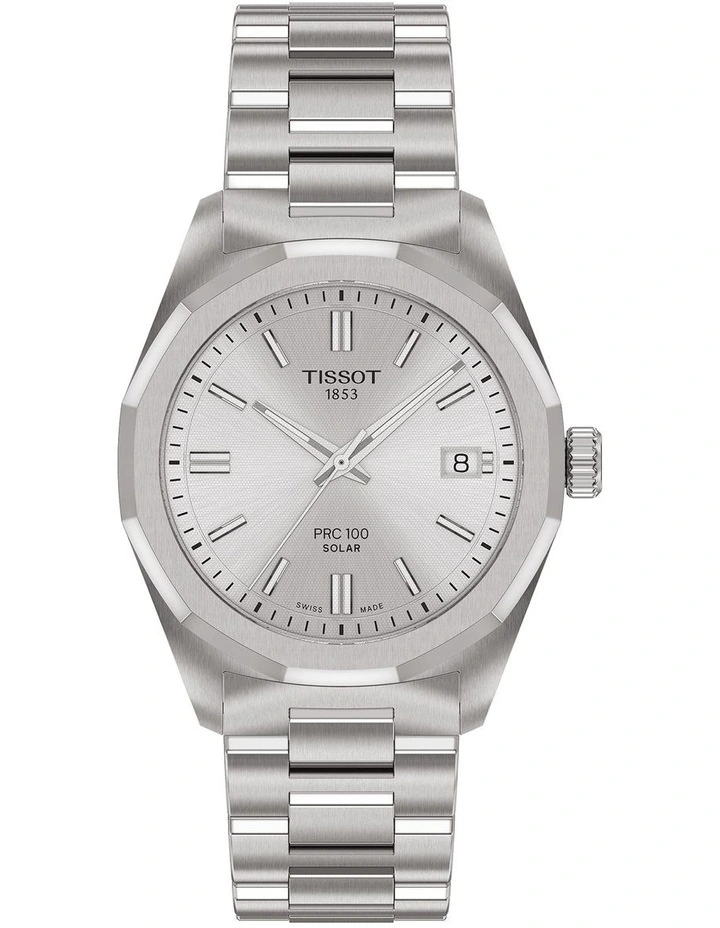 PRC 100 Solar Quartz 34mm T1518221103100 Watch in Silver image 1