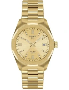 PRC 100 Solar Quartz 34mm T1518223302100 Watch in Yellow Gold PVD