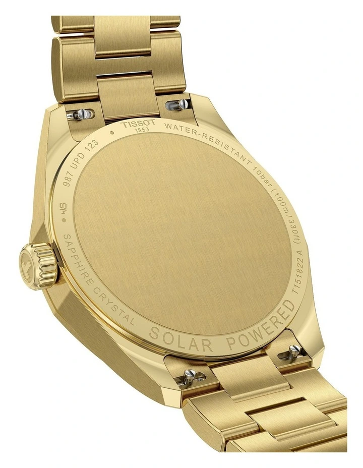 PRC 100 Solar Quartz 34mm T1518223302100 Watch in Yellow Gold PVD image 3