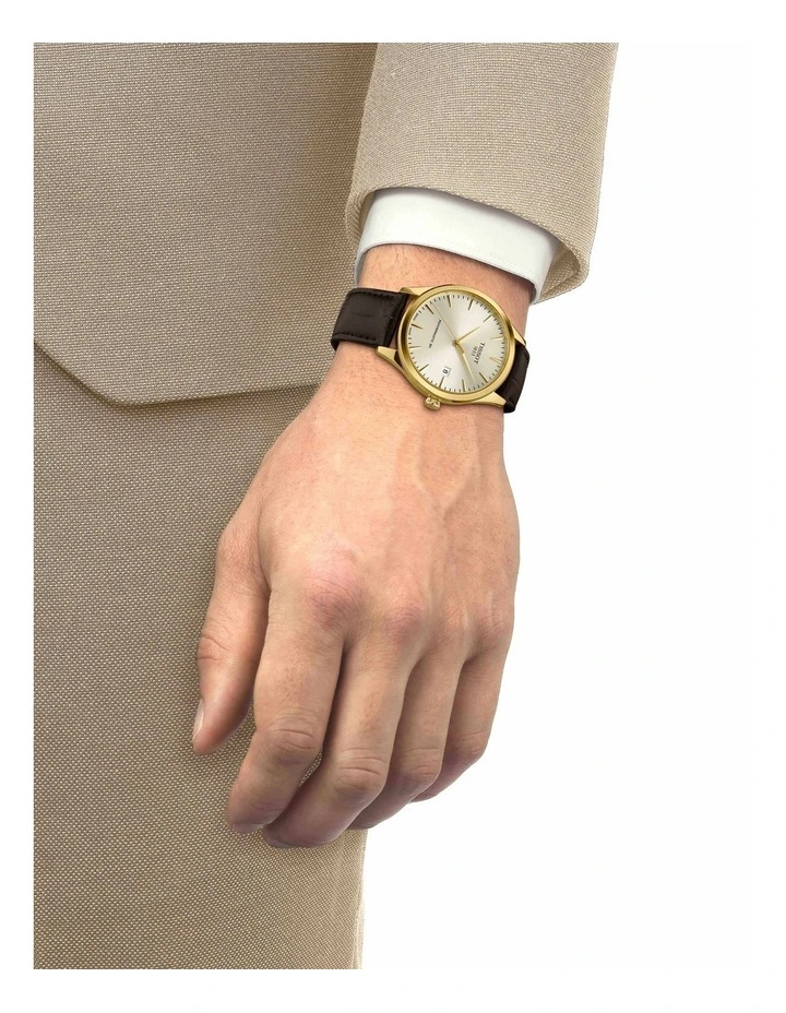 Classic Dream Powermatic 80 40mm Watch in Yellow Gold PVD/Brown T1584073626100 image 2