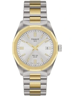 PRC 100 Solar Quartz 34mm T1518222203100 Watch in Yellow Gold PVD Bicolour