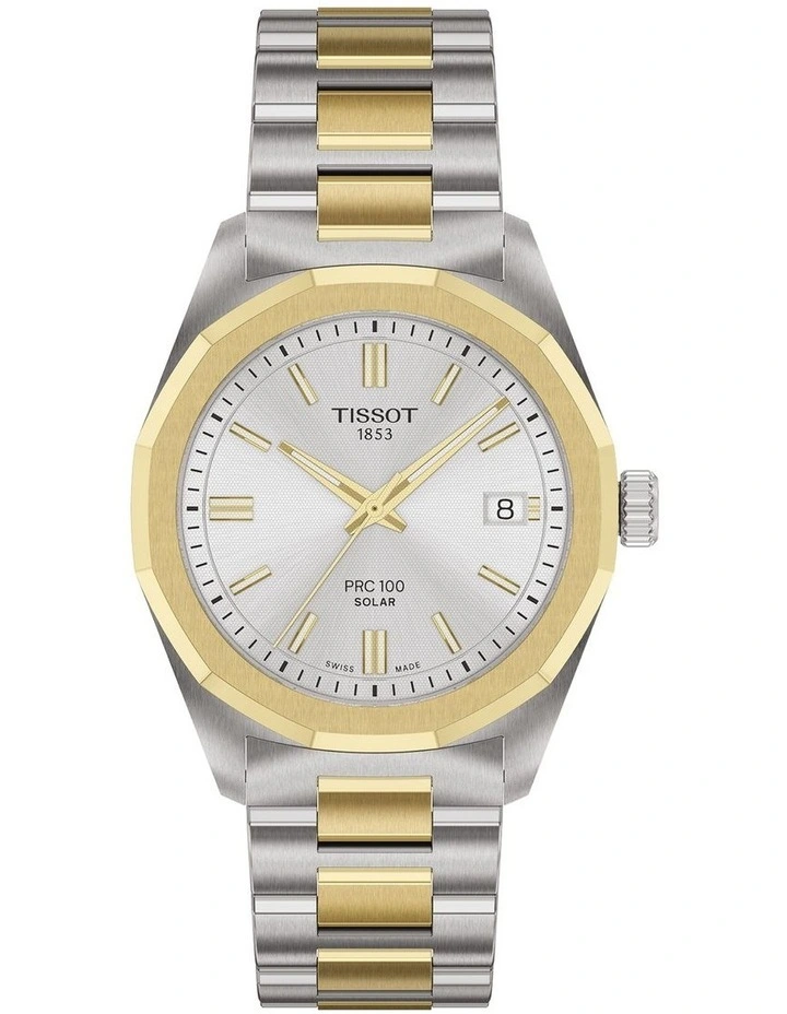 PRC 100 Solar Quartz 34mm T1518222203100 Watch in Yellow Gold PVD Bicolour image 1