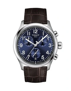 Chrono L 42mm Watch T1164171604200 in Blue/Brown Leather