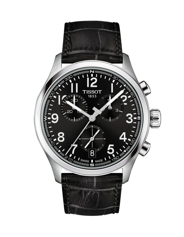 Chrono L 42mm Watch T1164171605200 in Black/Black Leather image 1