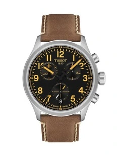Chrono L 42mm Watch T1164171605201 in Black/Beige Leather