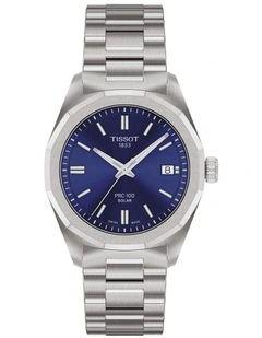 PRC 100 Solar Quartz 34mm Watch T1518221104100 in Blue