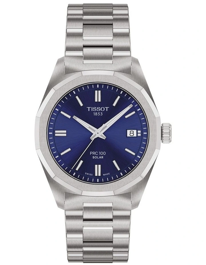 PRC 100 Solar Quartz 34mm Watch T1518221104100 in Blue image 1