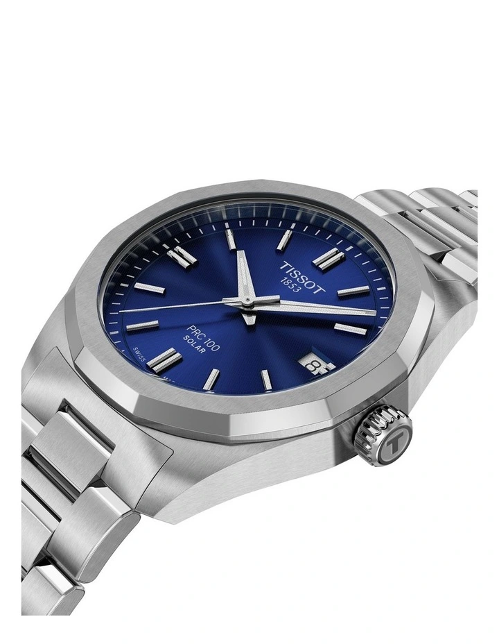 PRC 100 Solar Quartz 34mm Watch T1518221104100 in Blue image 2