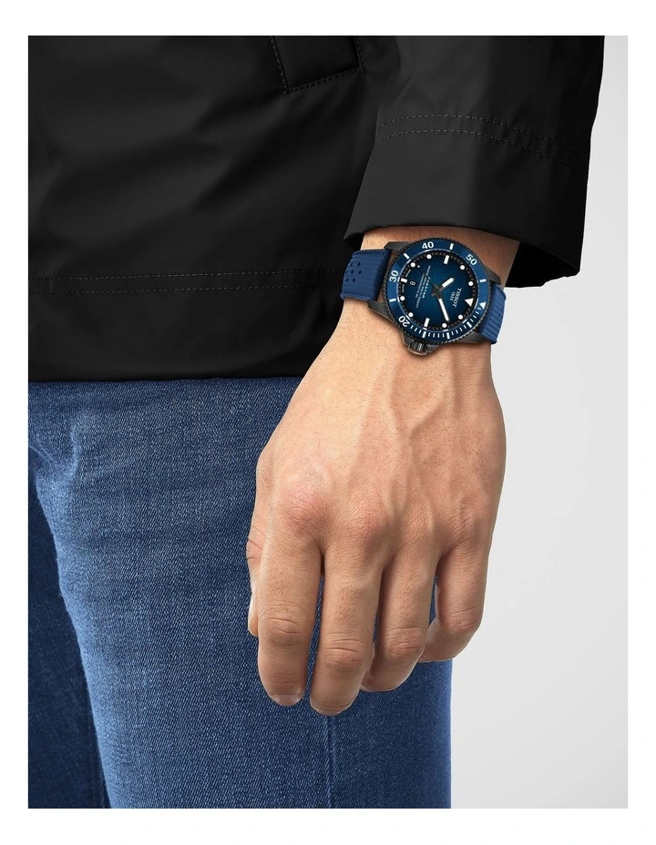 Seastar 2000 44mm Watch T1209073704100 in Blue/Black PVD image 2