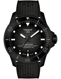 Seastar 2000 44mm Watch T1209073705100 in Black PVD/Black Rubber