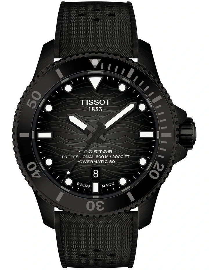 Seastar 2000 44mm Watch T1209073705100 in Black PVD/Black Rubber image 1