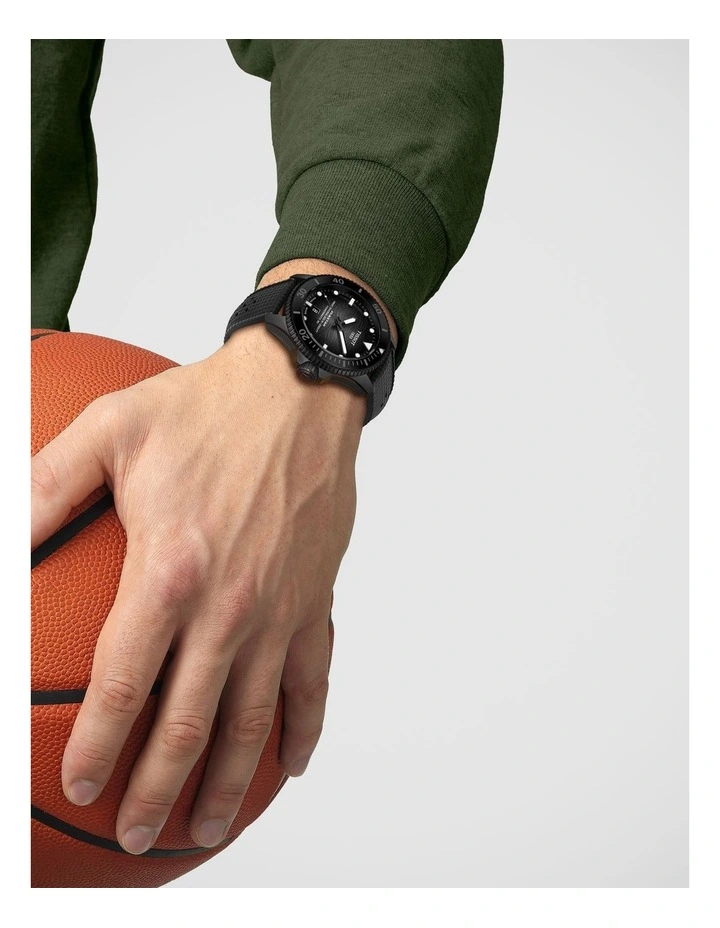 Seastar 2000 44mm Watch T1209073705100 in Black PVD/Black Rubber image 2