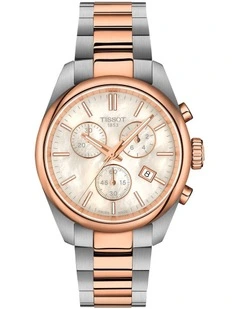 PR 100 Chronograph 36mm Watch T1502172211100 in White Pearl / Rose Gold Bi-Colour