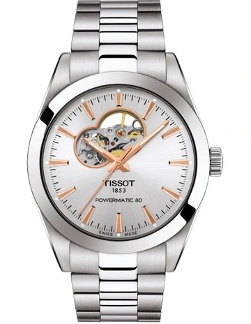 Gentleman Powermatic 80 Open Heart T1274071103101 Watch in Silver