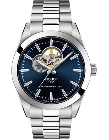 Gentleman Powermatic 80 Open Heart T1274071104101 Watch in Blue