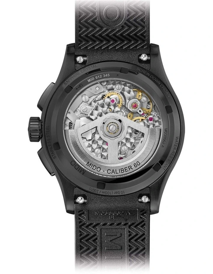 Multifort Skeleton Chronograph Watch in Black image 2